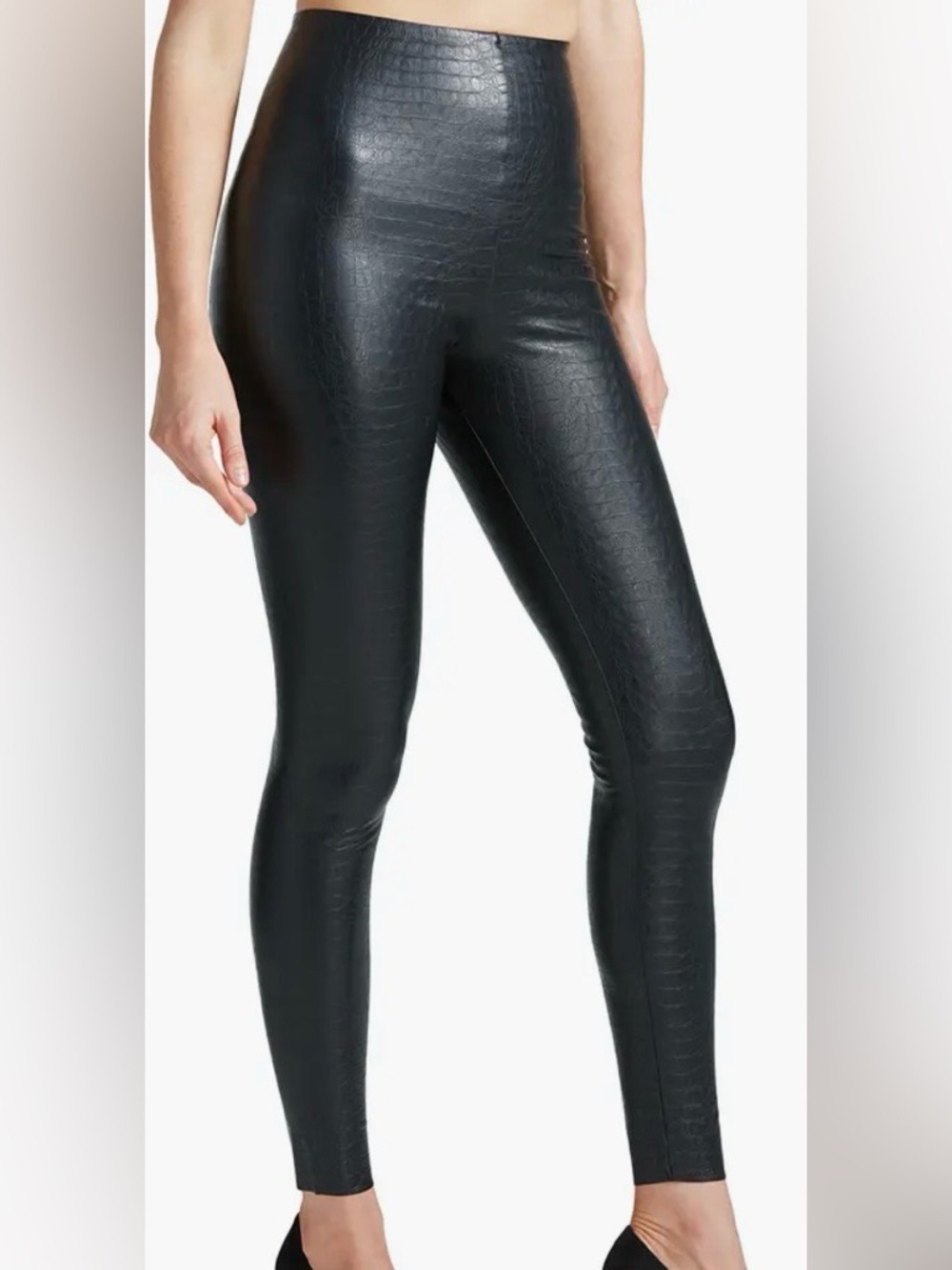 Commando Reptile Embossed Faux Leather Leggings in Black
